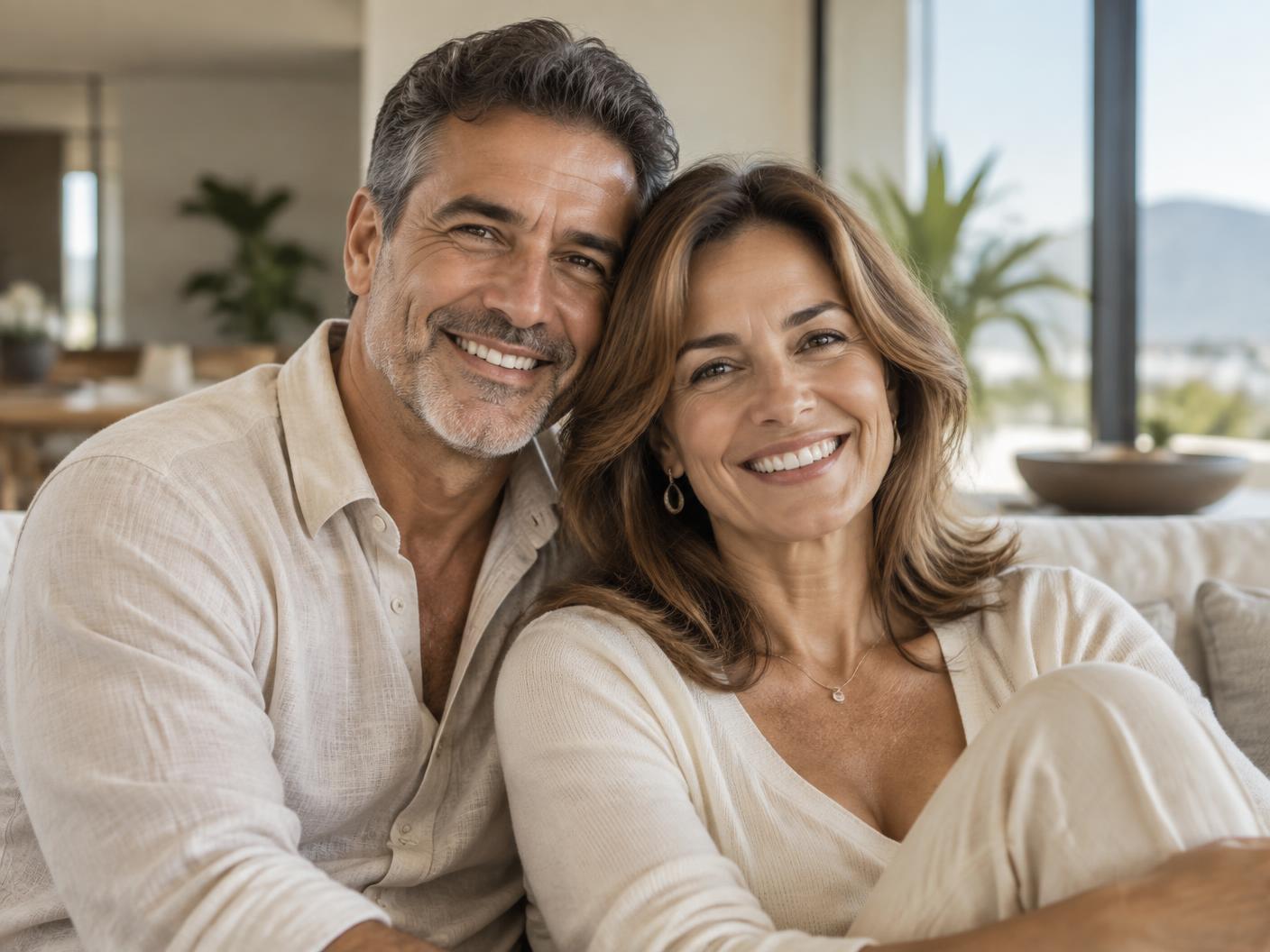 Casal sorrindo com confiança